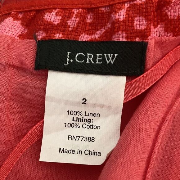 J. Crew 100% Linen Printed Strapless Dress Red & Pink Size 2 - Picture 6 of 9